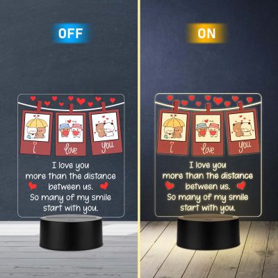 Love Quote Led Night Lamp with Warm White Light 3D Acrylic Lamp, I Love You Gift for Husband Wife Boyfriend Girlfriend